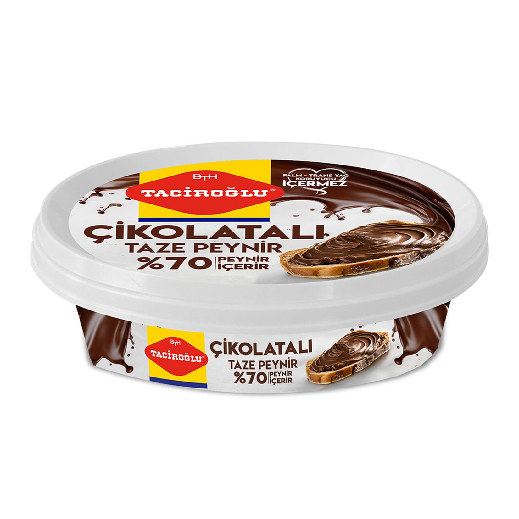Taciroglu Cikolatali Yarim Yagli Taze Peynir brings together the smooth texture of fresh cream cheese and the rich taste of milk chocolate for a unique Turkish breakfast favorite.