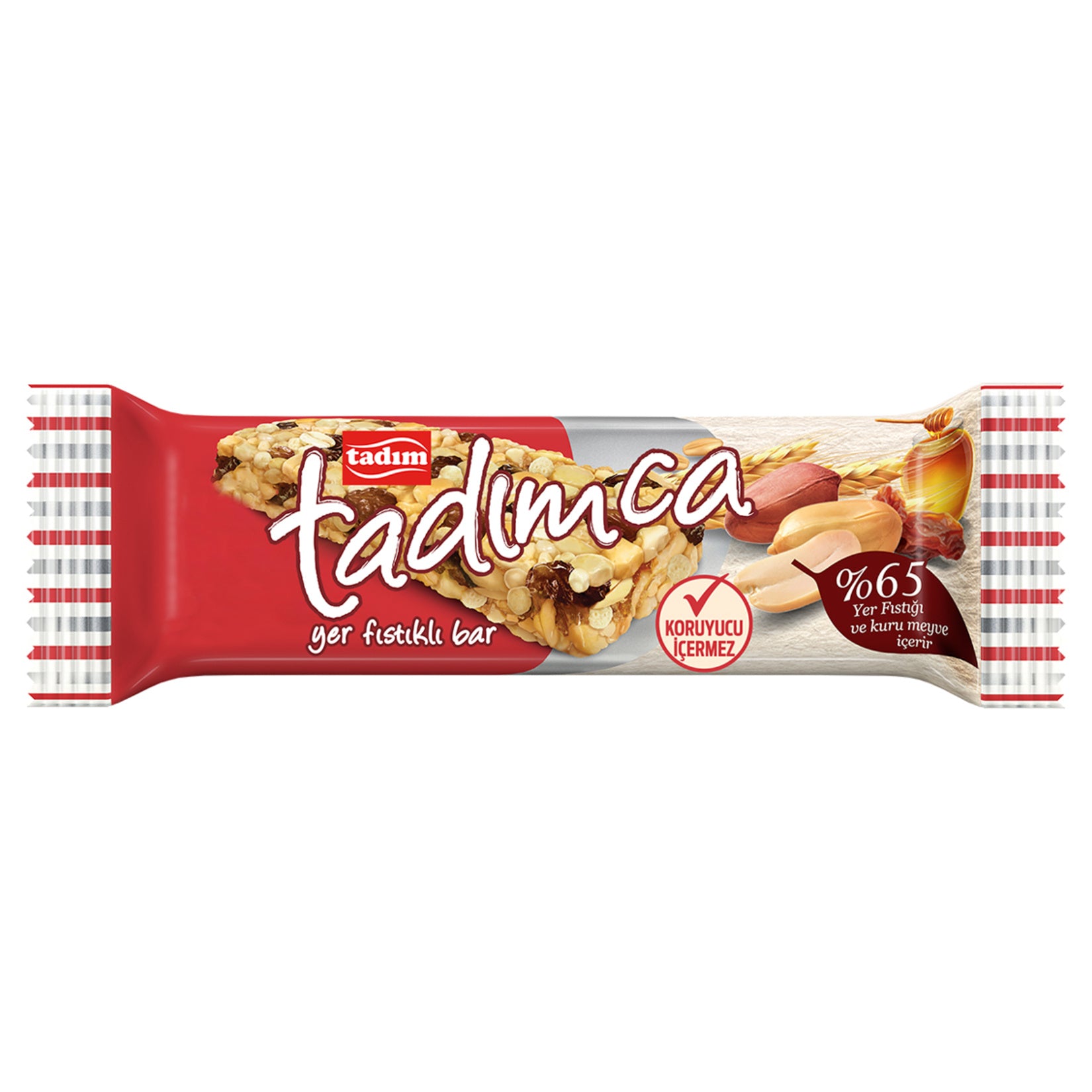 Tadim Nut Bar with Peanuts is a delicious and satisfying snack bar packed with 43% roasted peanuts, sweet raisins, crunchy puffed rice, and a touch of honey.