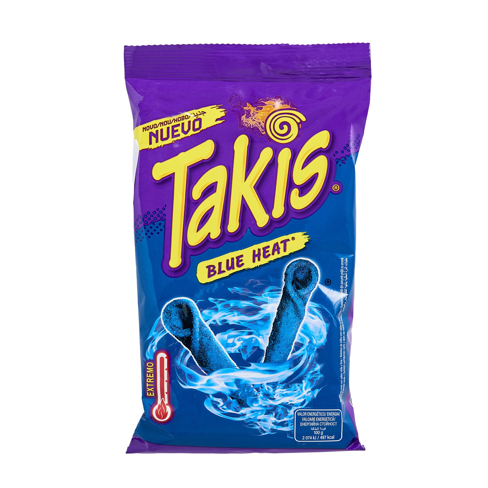 Takis Blue Heat Hot Chili Pepper & Lime Corn Chips bring intense heat and bold citrus flavor together in one unforgettable snack.