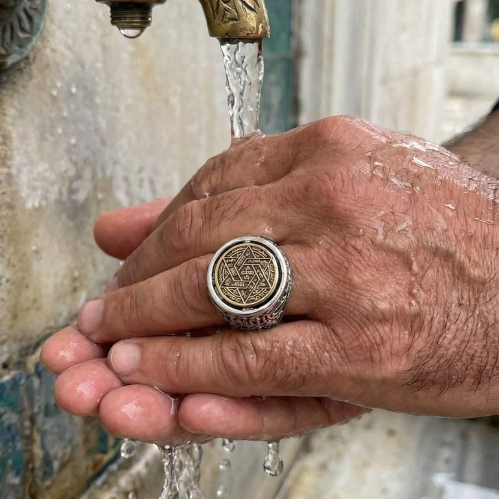 Turkish Silver Ring with Double Sided Seal of Solomon is a bold statement piece inspired by centuries-old symbolism and spiritual artistry.