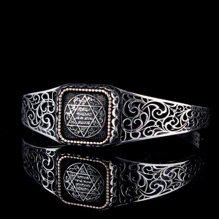 Turkish Sterling Silver Bracelet with Seal of Solomon is a bold expression of history, symbolism, and master craftsmanship.