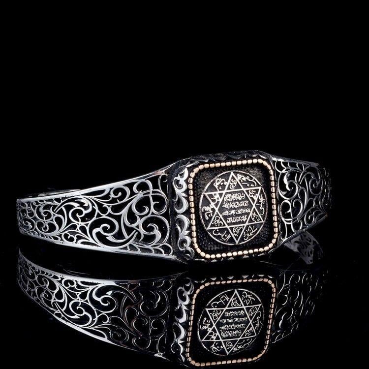 Turkish Sterling Silver Bracelet with Seal of Solomon is a bold expression of history, symbolism, and master craftsmanship.