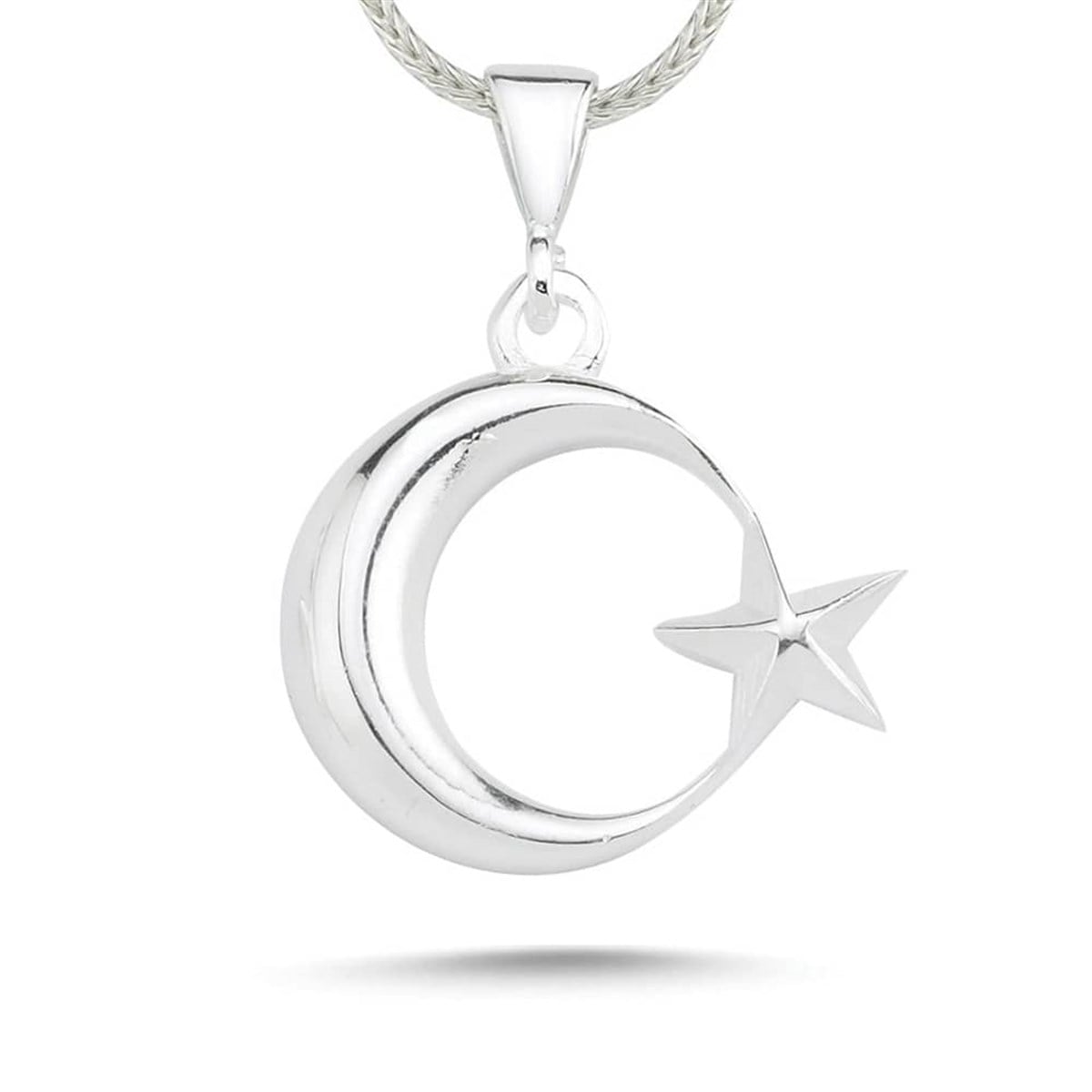 Celebrate heritage and symbolism with this Turkish Sterling Silver Crescent Star Necklace, crafted in a smooth, domed (bombeli) design that gives the iconic crescent and star motif a bold yet refined presence.