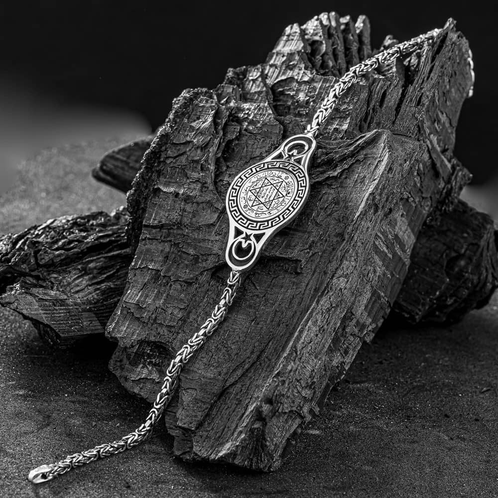 Crafted in solid 925 Sterling Silver, this striking Turkish Sterling Silver Jewelry Set with Seal of Solomon brings together a ring, necklace, and bracelet united by one of the most powerful symbols in history.