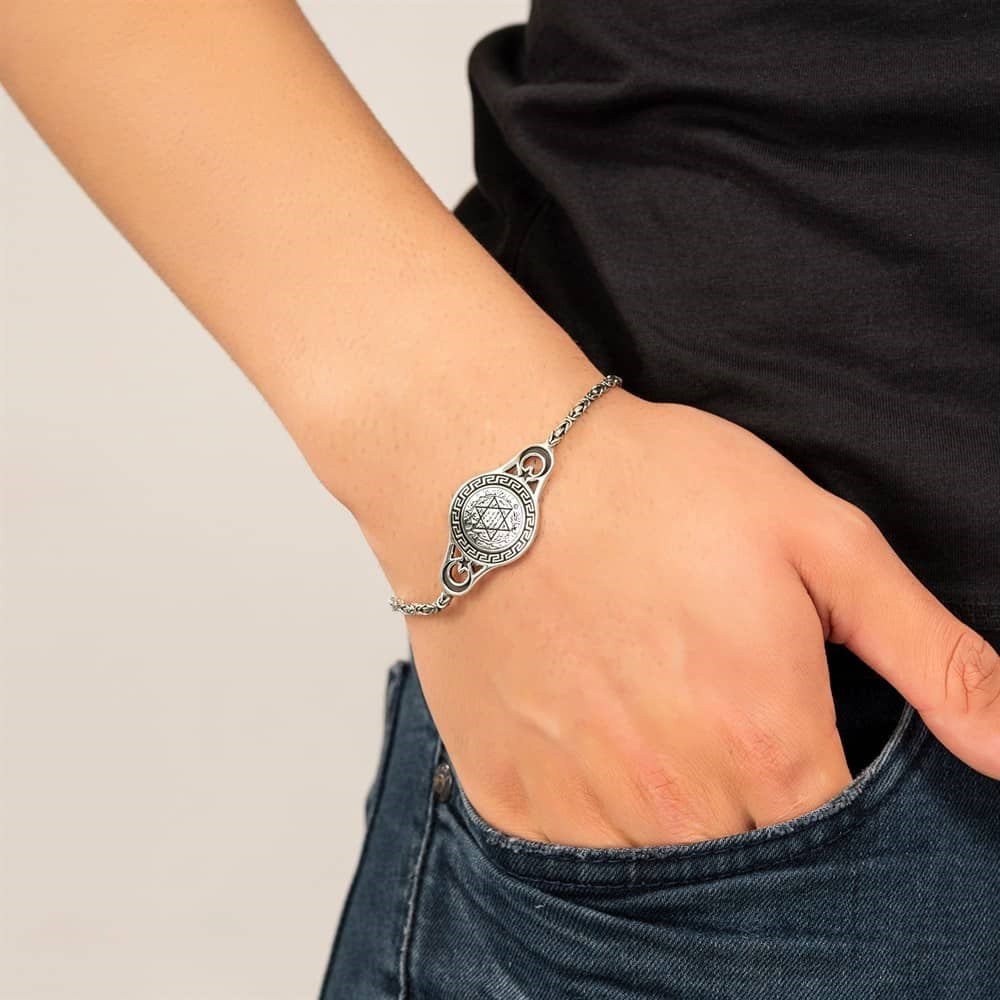 Crafted in solid 925 Sterling Silver, this striking Turkish Sterling Silver Jewelry Set with Seal of Solomon brings together a ring, necklace, and bracelet united by one of the most powerful symbols in history.