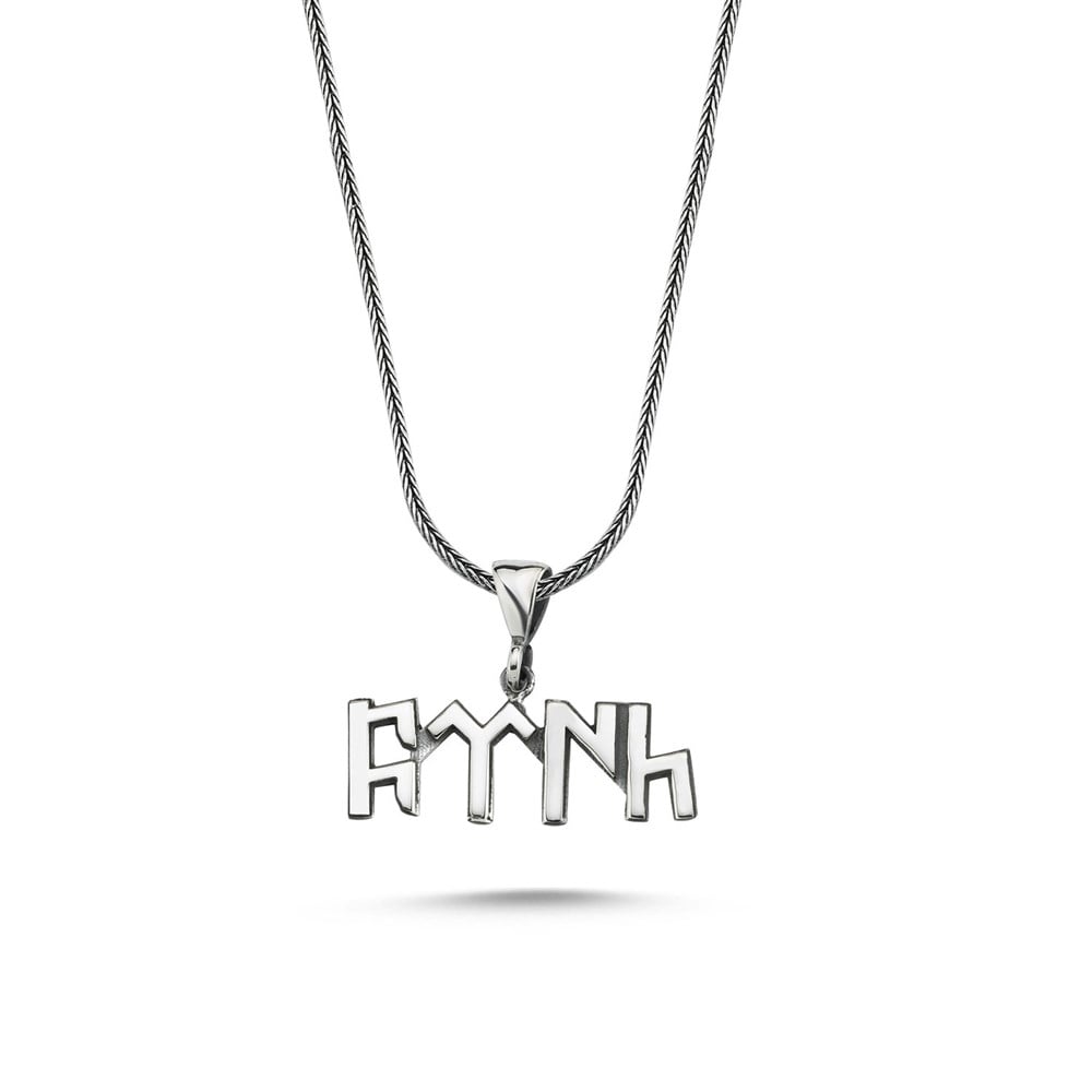 Celebrate heritage and symbolism with this Turkish Sterling Silver Necklace with Gokturk Script, crafted entirely from 925 sterling silver.