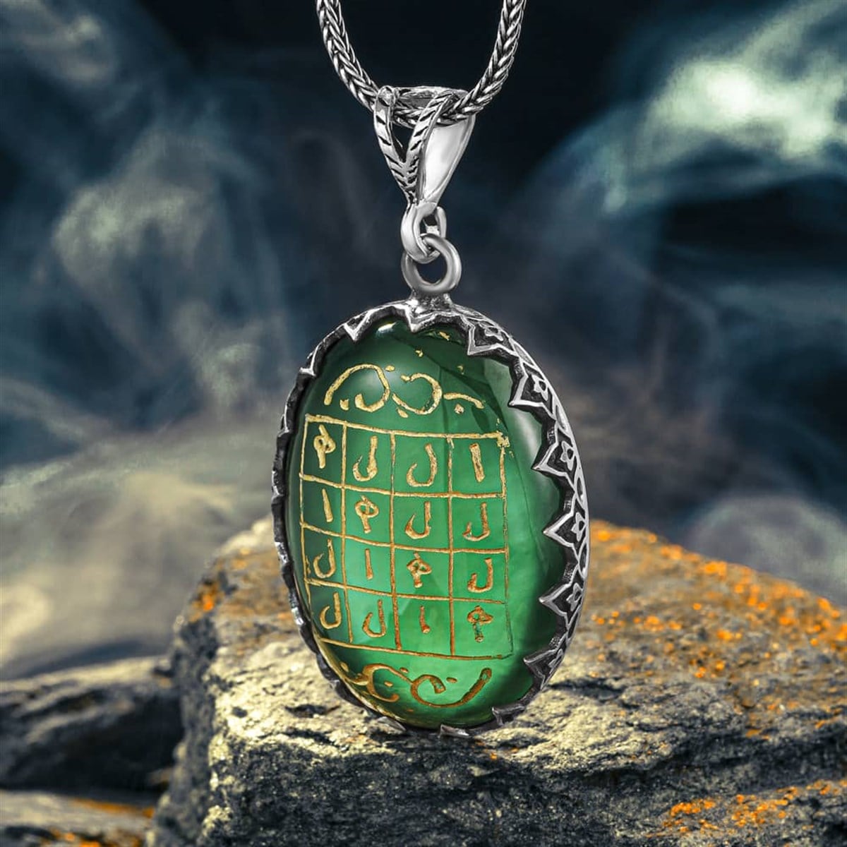 This Turkish Sterling Silver Necklace with Green Agate Talisman blends meaningful symbolism with refined craftsmanship.