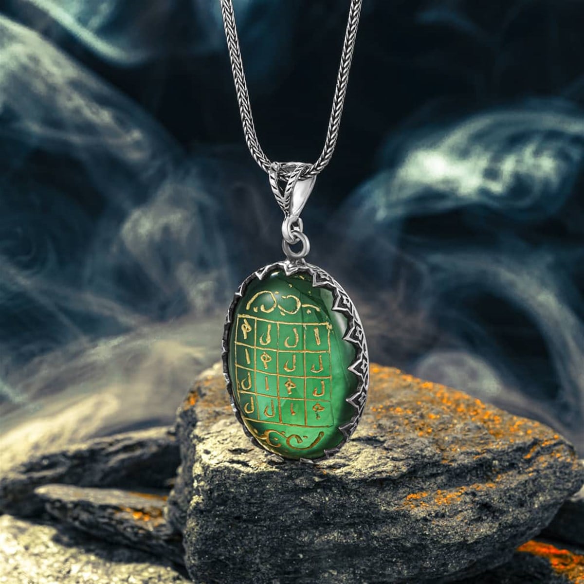 This Turkish Sterling Silver Necklace with Green Agate Talisman blends meaningful symbolism with refined craftsmanship.