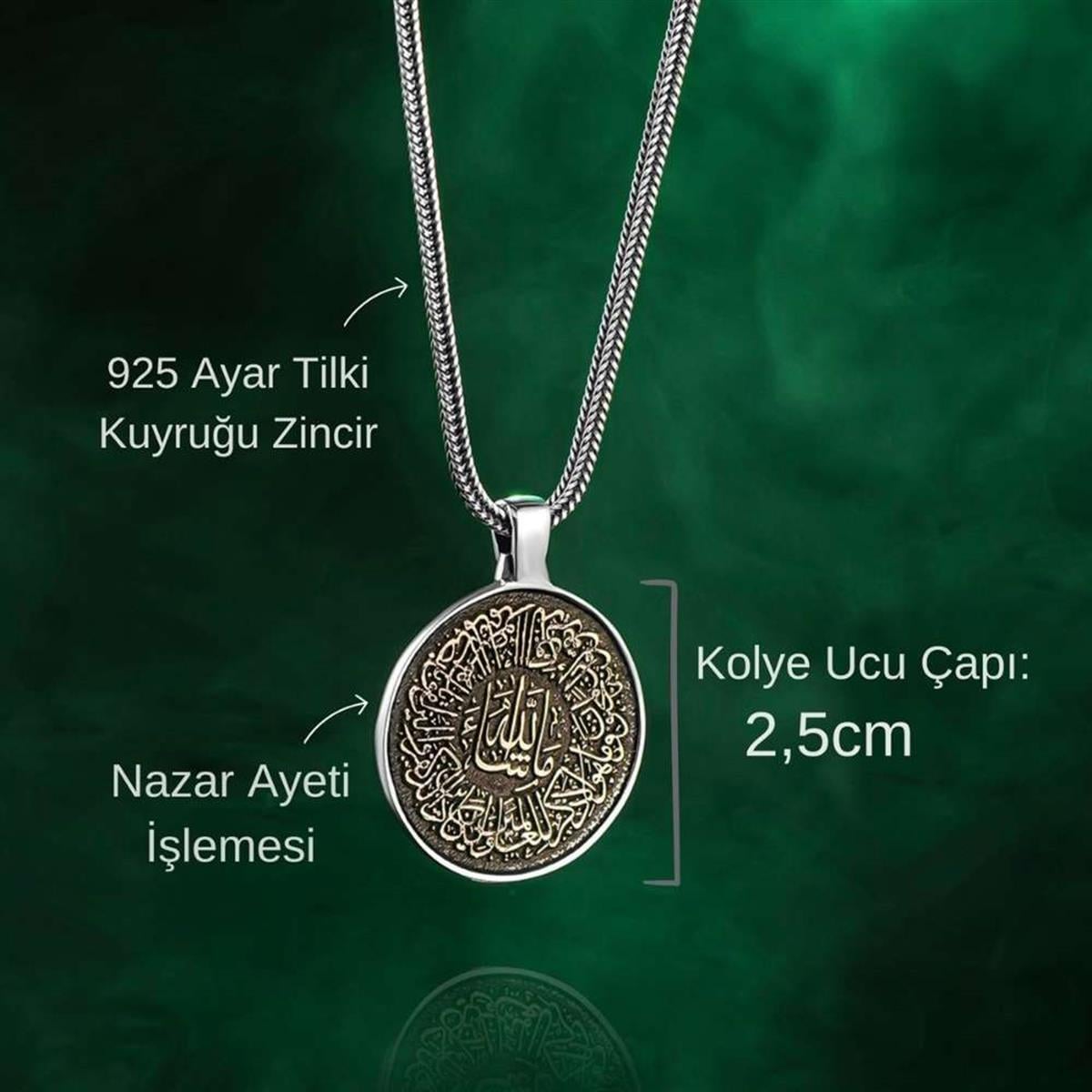Carry meaningful protection and timeless craftsmanship with this Turkish Sterling Silver Necklace with Nazar Ayet Engraving.