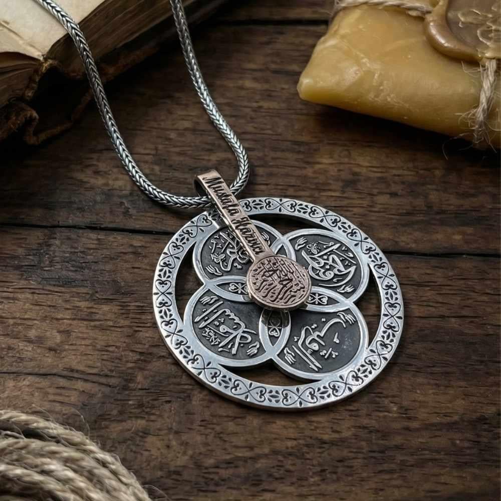 Rooted in deep spiritual meaning and traditional craftsmanship, this Turkish Sterling Silver Protection Necklace with 4 Esma is designed for those who wish to carry faith and remembrance close to the heart.