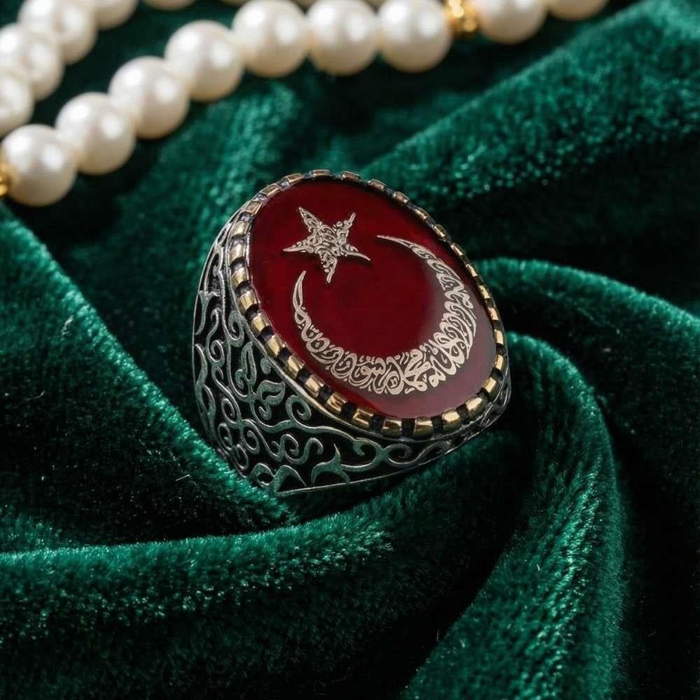 Turkish Sterling Silver Ring with Crescent Star Enamel brings together faith, heritage, and masterful craftsmanship in one powerful design.
