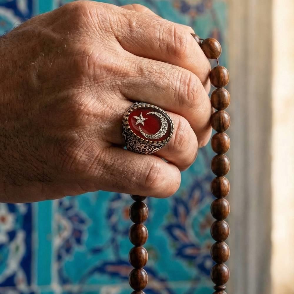 Turkish Sterling Silver Ring with Crescent Star Enamel brings together faith, heritage, and masterful craftsmanship in one powerful design.