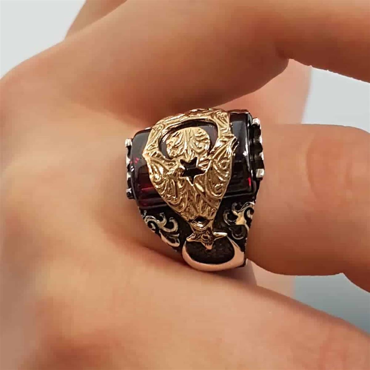 Carry a symbol of heritage and strength with this Turkish Sterling Silver Ring with Crescent Star.