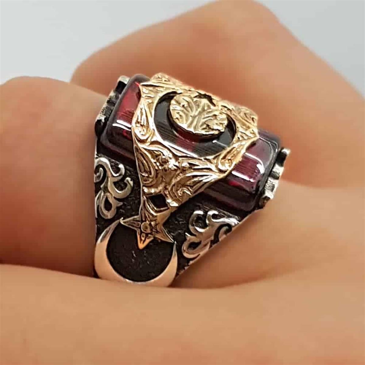 Carry a symbol of heritage and strength with this Turkish Sterling Silver Ring with Crescent Star.