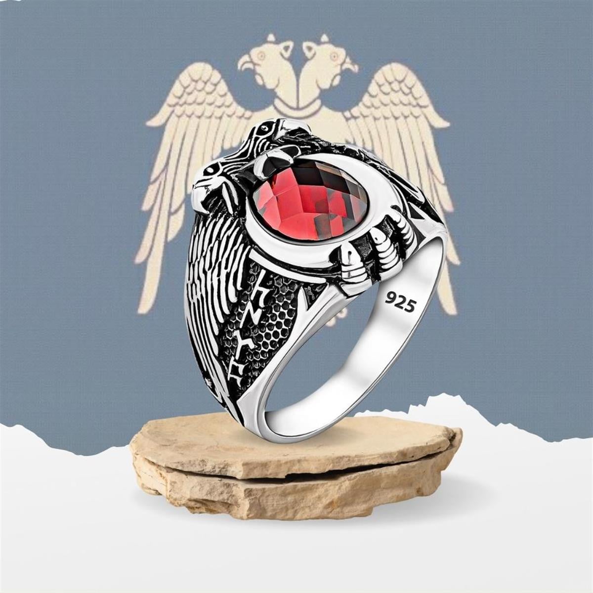 Turkish Sterling Silver Ring with Double Headed Eagle is a bold statement piece inspired by deep-rooted Turkic symbolism.