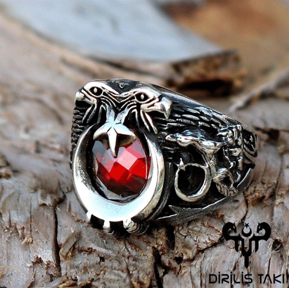 Turkish Sterling Silver Ring with Double Headed Eagle is a bold statement piece inspired by deep-rooted Turkic symbolism.