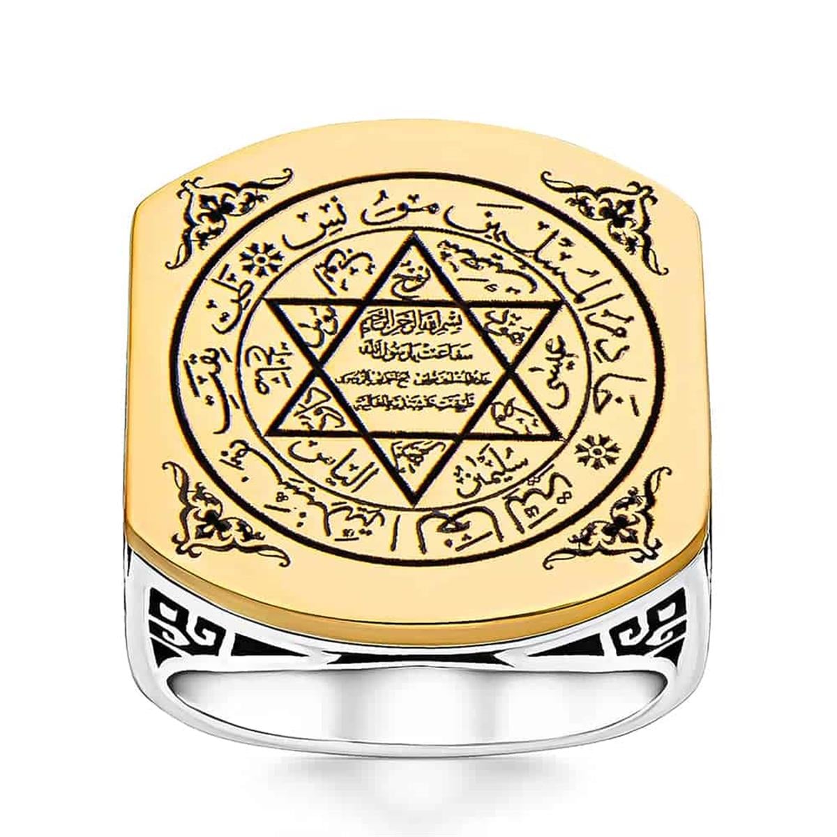 Discover the spiritual depth and bold presence of this Turkish Sterling Silver Ring with Seal of Solomon, crafted from solid 925 Sterling Silver and detailed with the revered Seal of Solomon symbol.