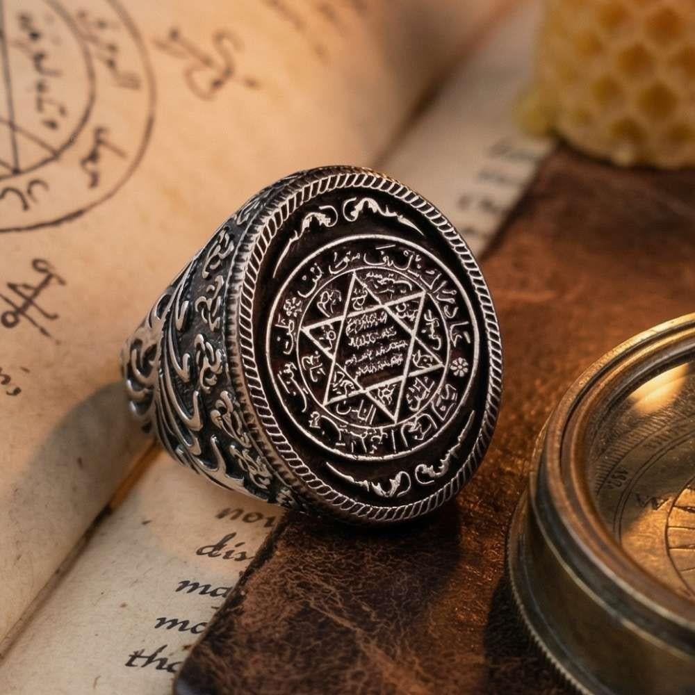 Discover the bold symbolism of this Turkish Sterling Silver Ring with Seal of Solomon, crafted for those who appreciate meaningful design and traditional artistry.