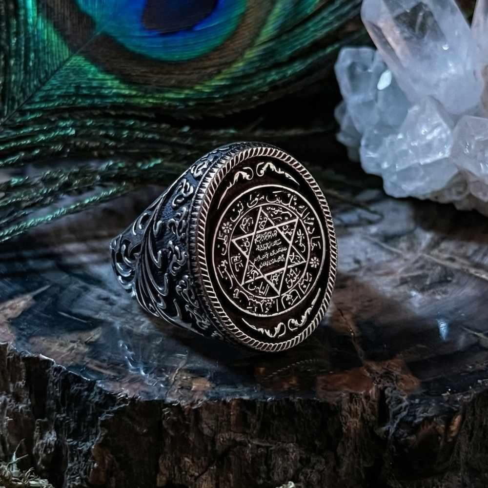 Discover the bold symbolism of this Turkish Sterling Silver Ring with Seal of Solomon, crafted for those who appreciate meaningful design and traditional artistry.