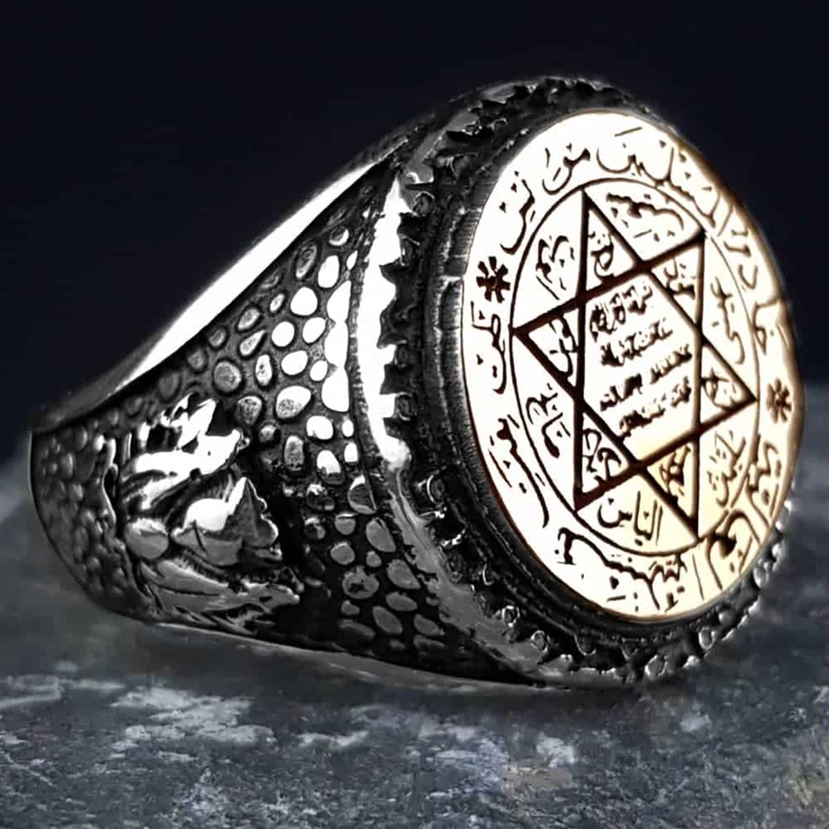 Turkish Sterling Silver Ring with Seal of Solomon is a bold statement piece inspired by Ottoman symbolism and traditional metal artistry.