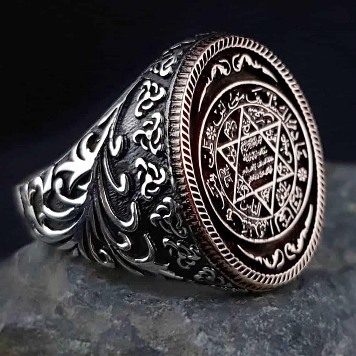 Discover the bold symbolism of this Turkish Sterling Silver Ring with Seal of Solomon, crafted for those who appreciate meaningful design and traditional artistry.