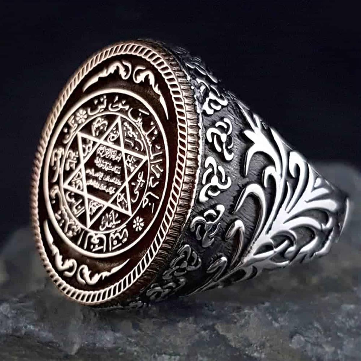 Discover the bold symbolism of this Turkish Sterling Silver Ring with Seal of Solomon, crafted for those who appreciate meaningful design and traditional artistry.