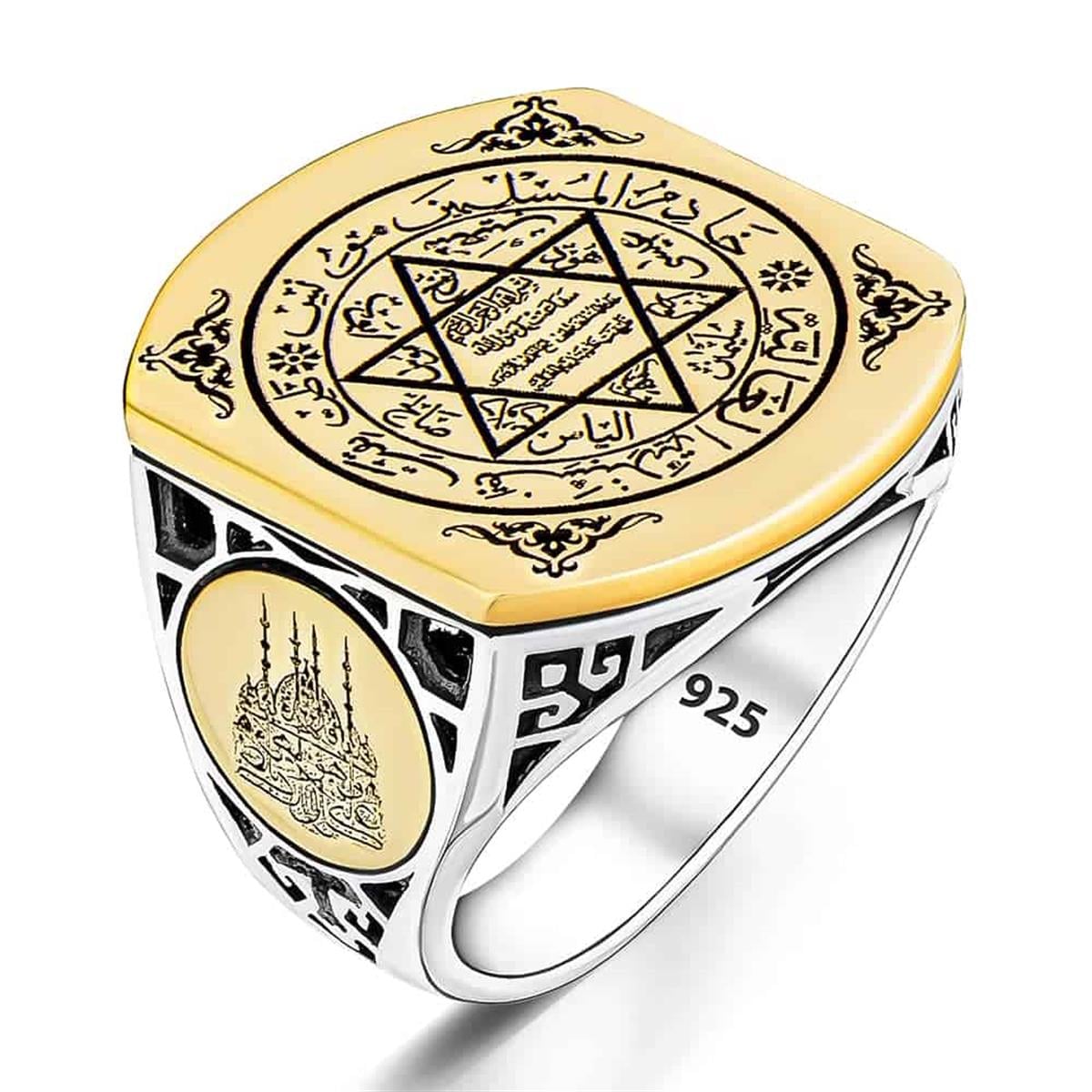 Discover the spiritual depth and bold presence of this Turkish Sterling Silver Ring with Seal of Solomon, crafted from solid 925 Sterling Silver and detailed with the revered Seal of Solomon symbol.