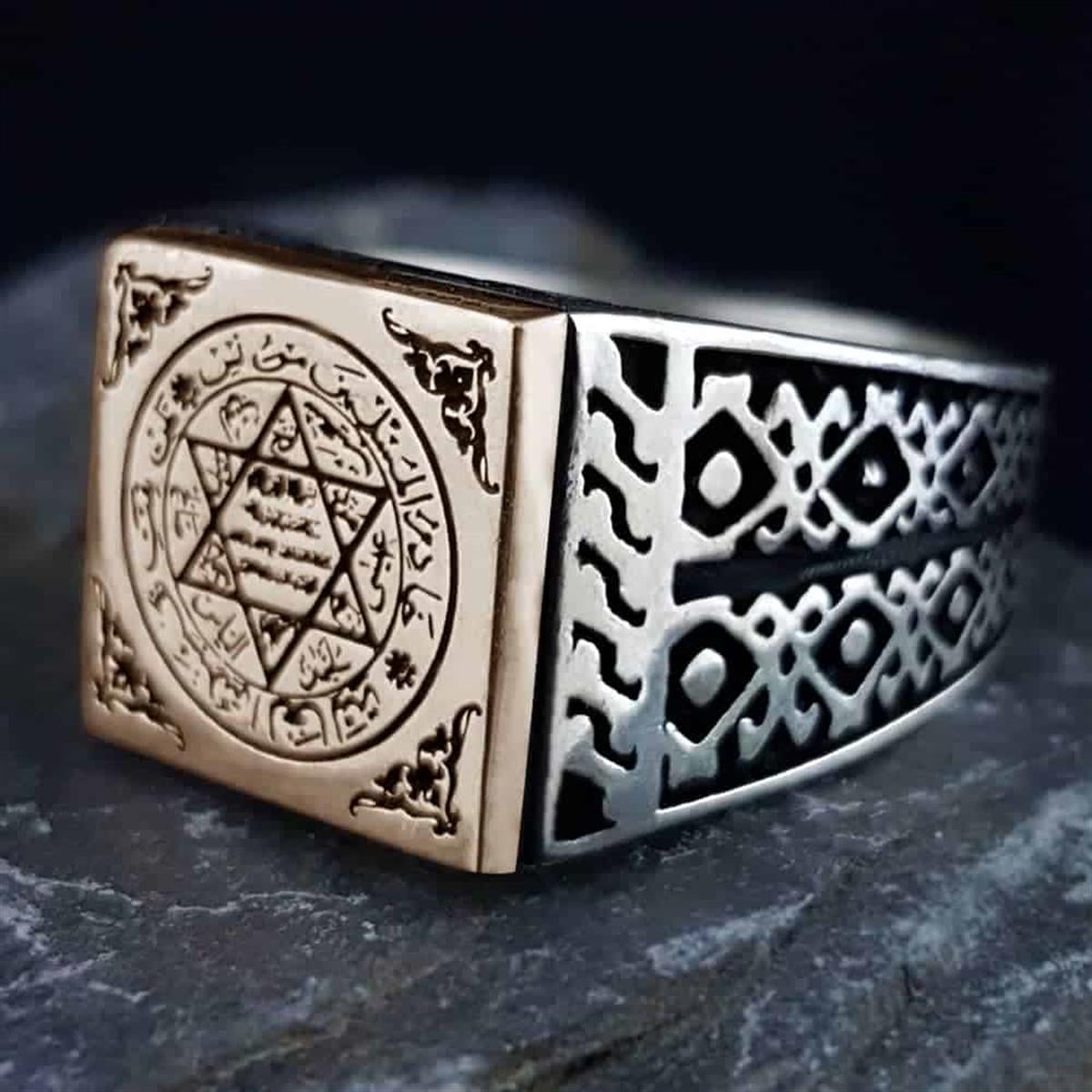 Turkish Sterling Silver Ring with Suleiman Seal is a bold statement piece inspired by the grandeur of the Ottoman era.