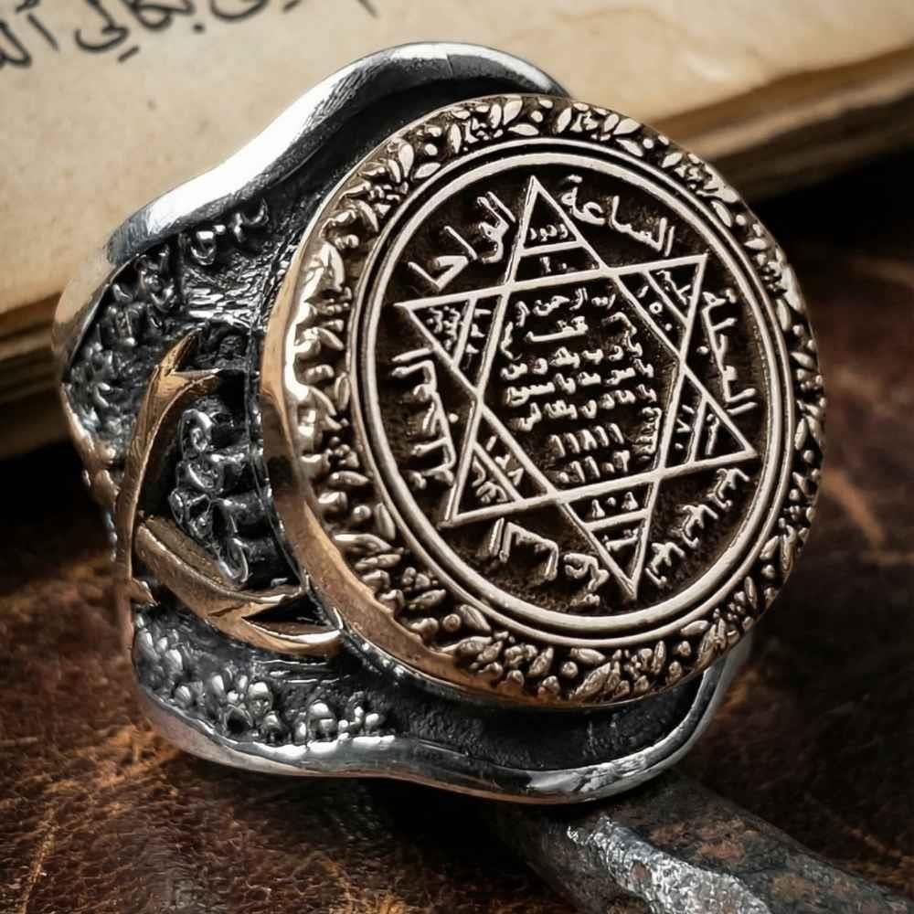 Turkish Sterling Silver Ring with Zulfiqar and Seal of Solomon is a bold statement piece inspired by centuries of Anatolian symbolism.