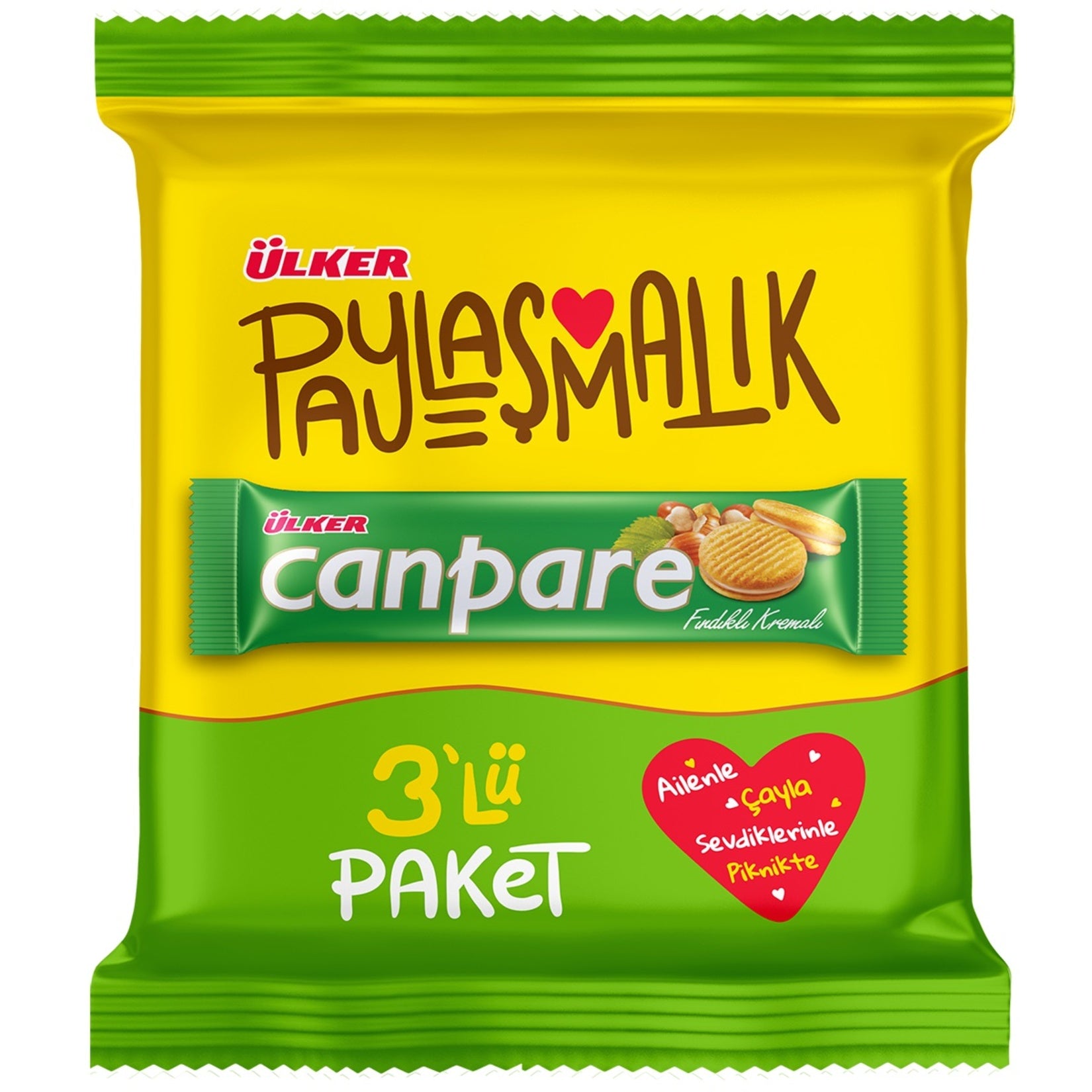Ulker Canpare Hazelnut Cream Biscuits bring the perfect balance of crisp biscuit layers and smooth hazelnut cream filling.
