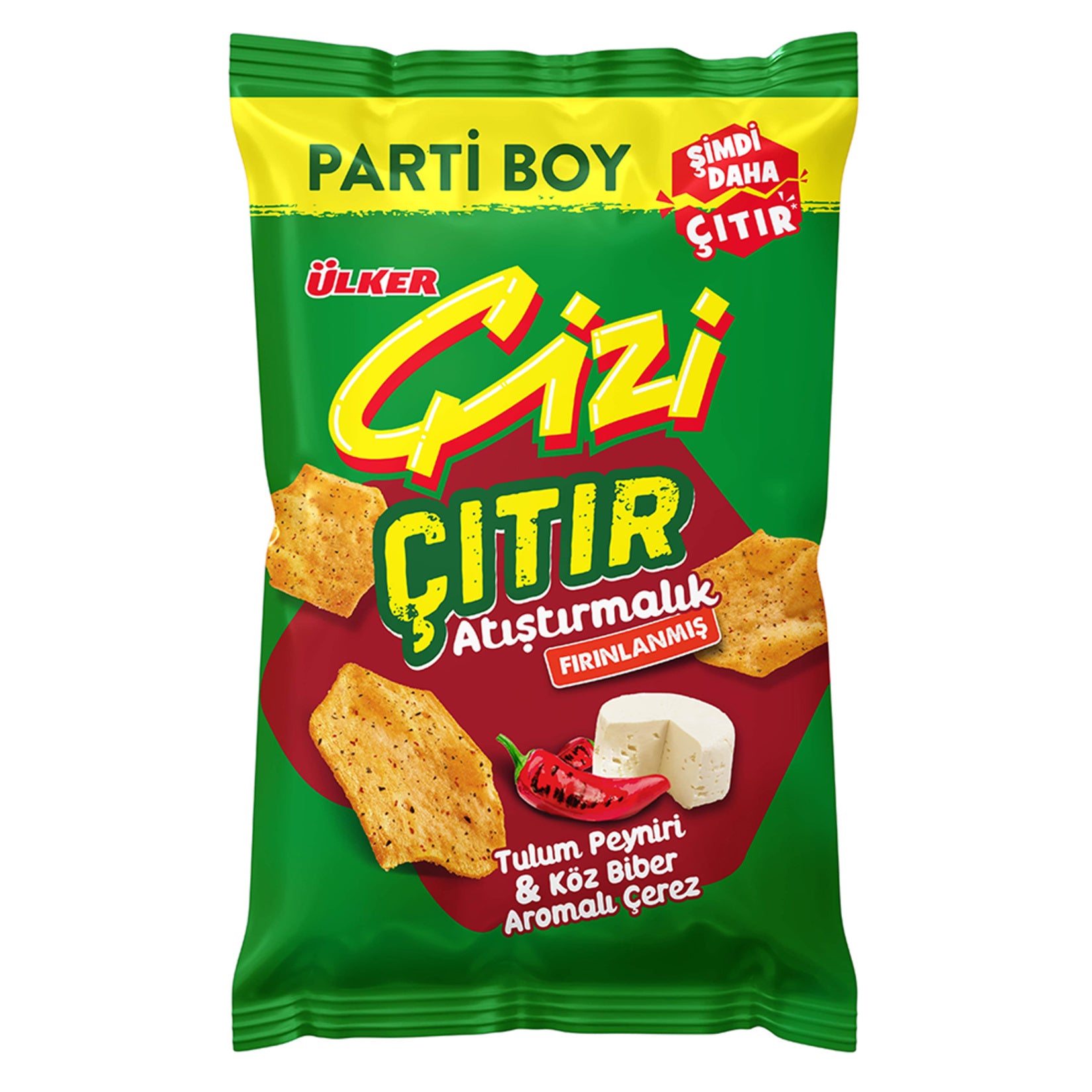 Ulker Cizi Crispy Tulum Cheese & Roasted Pepper Party Size is the perfect savory snack for your next gathering or solo craving.
