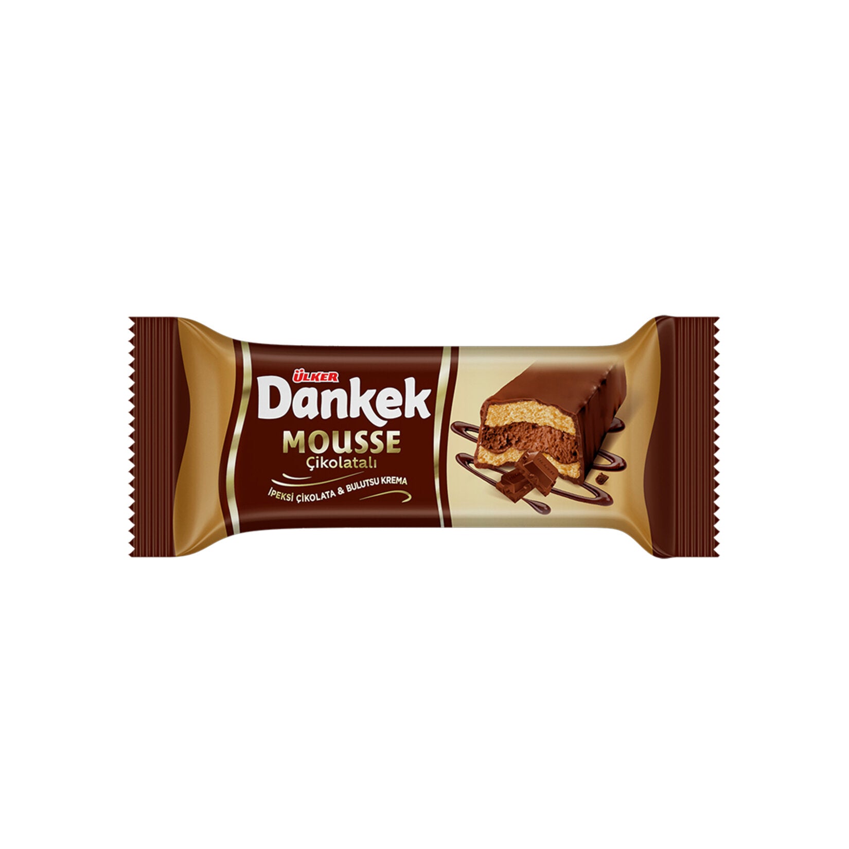 Ulker Dankek Mousse Silky Chocolate Cream Cake Bar brings the rich taste of Turkish patisserie to your snack time.