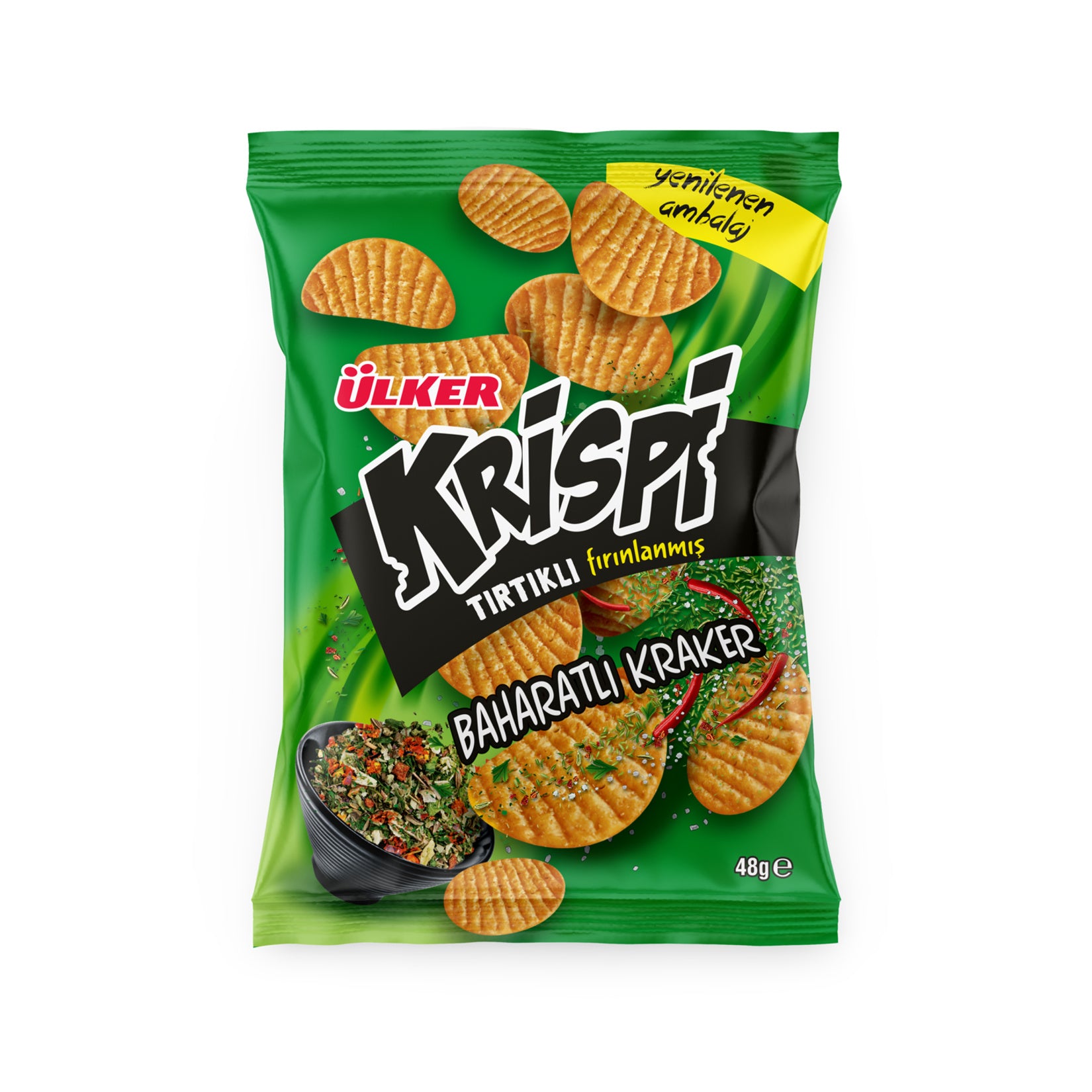 Ulker Krispi Ridged Spicy Crackers bring bold taco-style seasoning and an extra crunchy texture to your snack time.