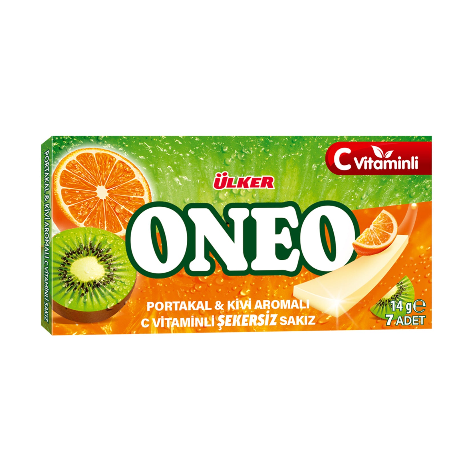 Ulker Oneo Slims Orange & Kiwi Sugar-Free Gum delivers a refreshing burst of fruity flavor in a slim, convenient pack.