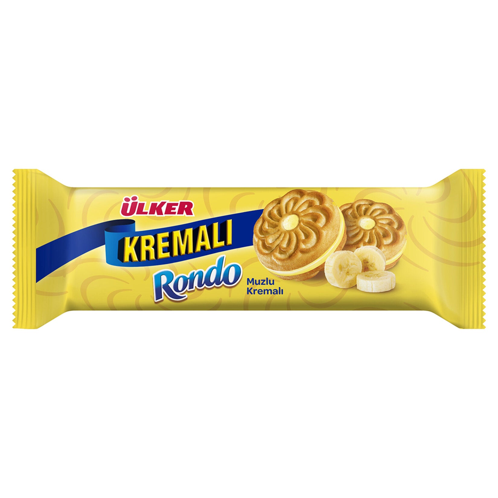 Experience the delightful taste of Ulker Rondo Banana Cream Biscuits—a beloved treat from Türkiye.