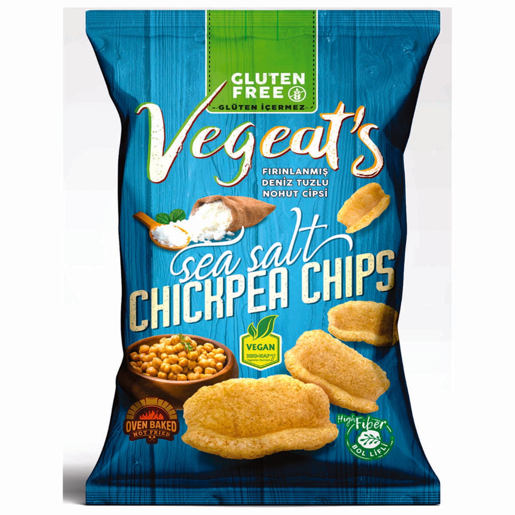 Crunch into a better-for-you snack with Vegeat's Oven-Baked Sea Salt Chickpea Chips.
