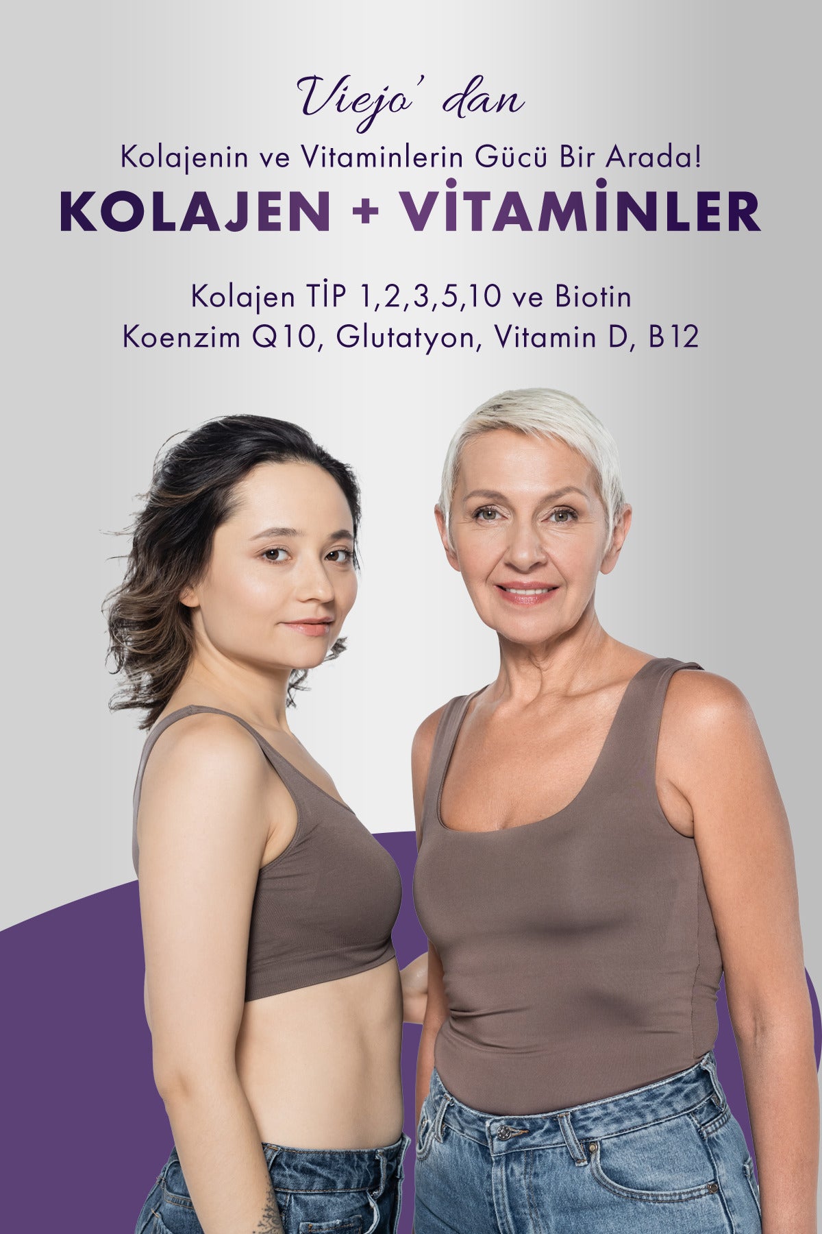 Viejo Collagen Complex Tablets provide a comprehensive blend of Collagen Types I, II, III, V, and X combined with Biotin, Coenzyme Q10 (CoQ10), Glutathione, Vitamin D (Cholecalciferol), and Vitamin B12 (Cobalamin).