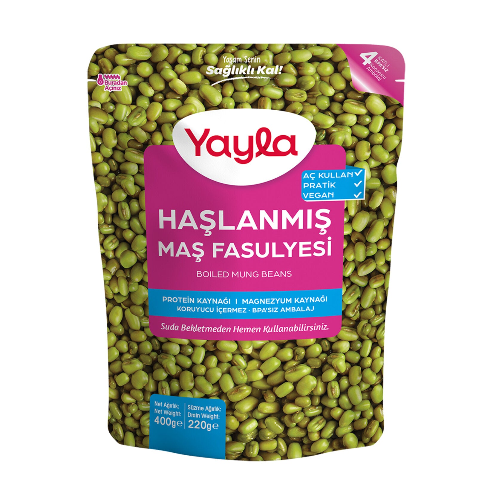 Yayla Boiled Mung Beans are a convenient and nutritious pantry staple, ready to use straight from the can.