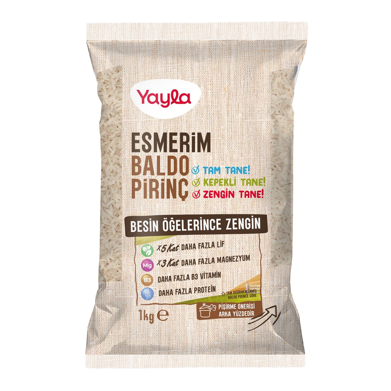 Yayla Esmerim Baldo Rice is a premium-quality brown Baldo rice, known for its plump grains and rich texture.