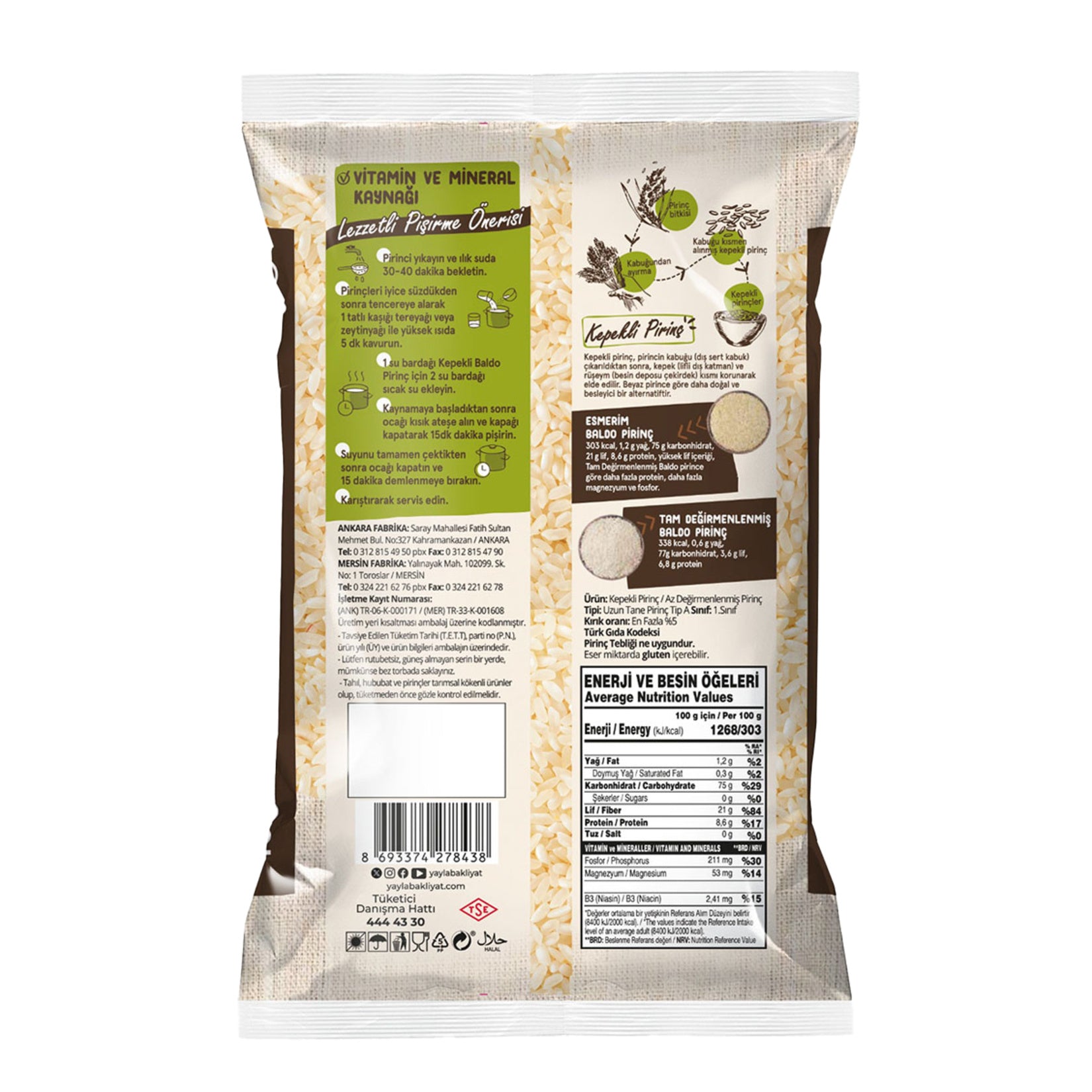 Yayla Esmerim Baldo Rice is a premium-quality brown Baldo rice, known for its plump grains and rich texture.