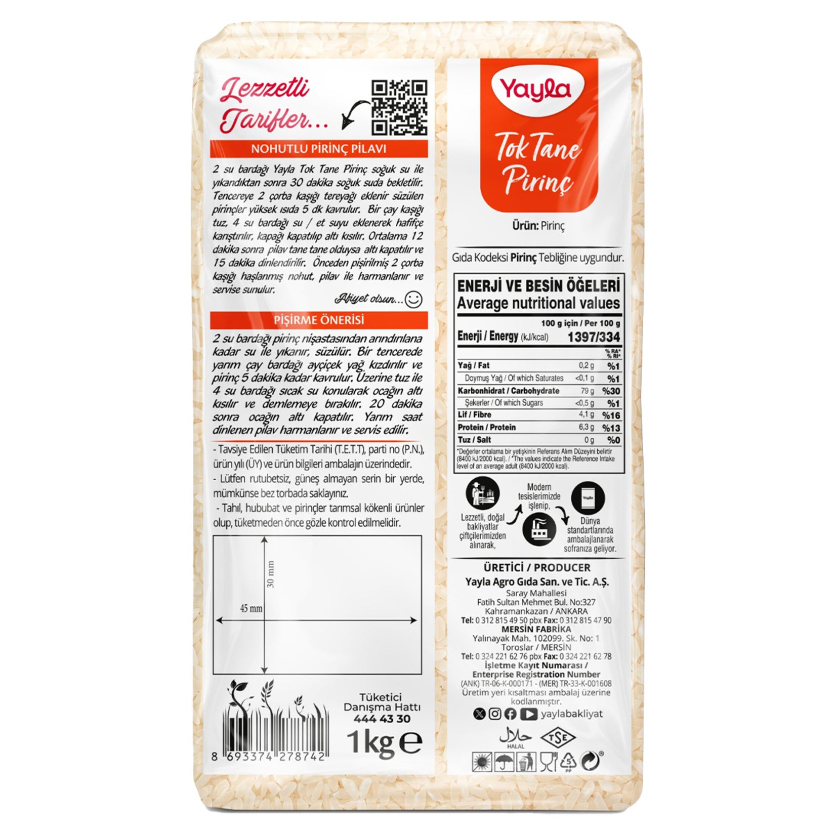 Yayla Tok Tane Rice is a premium-quality Turkish rice known for its firm texture and perfect grain separation, making it ideal for pilaf and a variety of Mediterranean and Middle Eastern dishes.