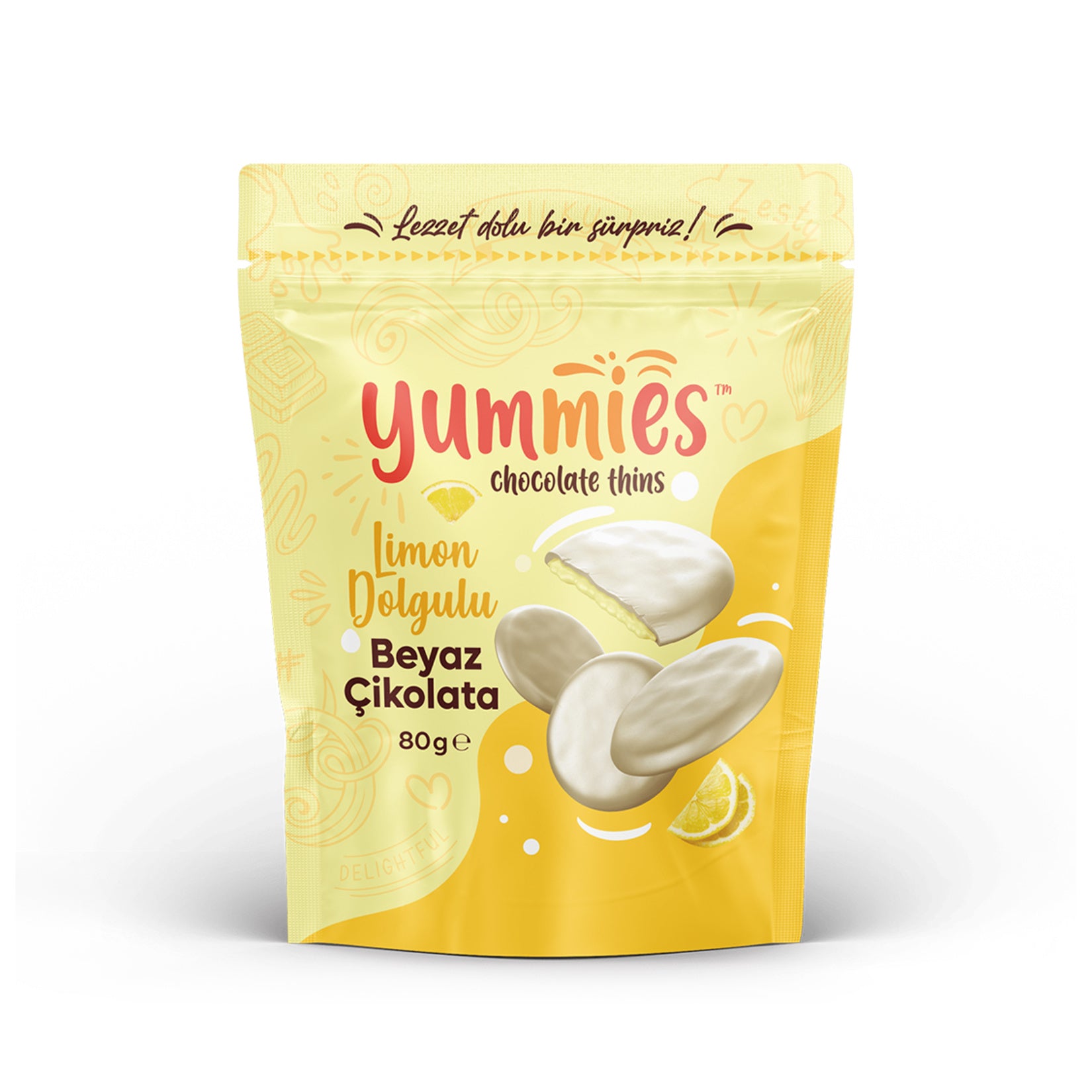 Discover a zesty twist on a classic treat with Yummies Lemon Filled White Chocolate Buttons.