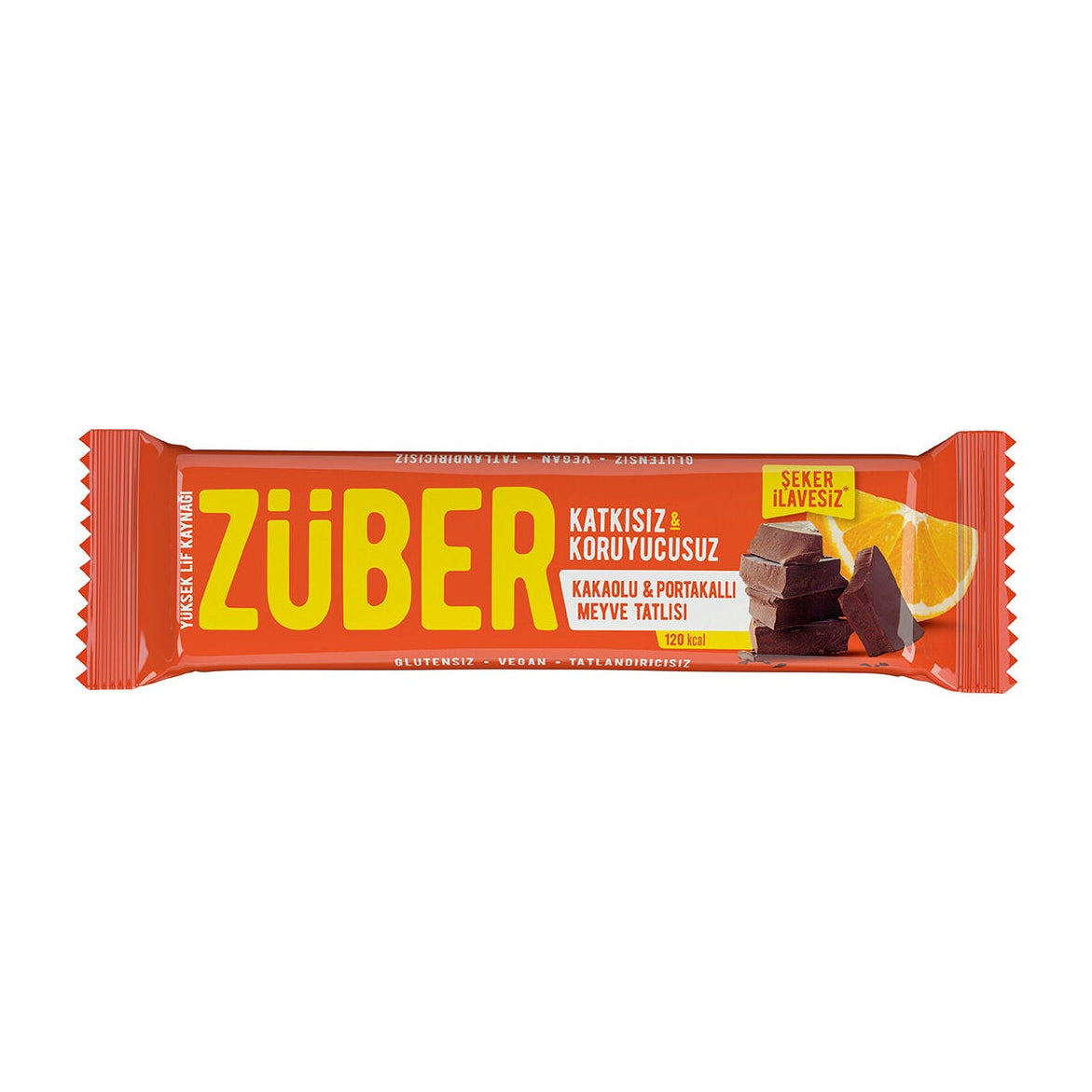 Enjoy a naturally sweet and satisfying snack with the Zuber Cacao and Orange Fruit Bar.