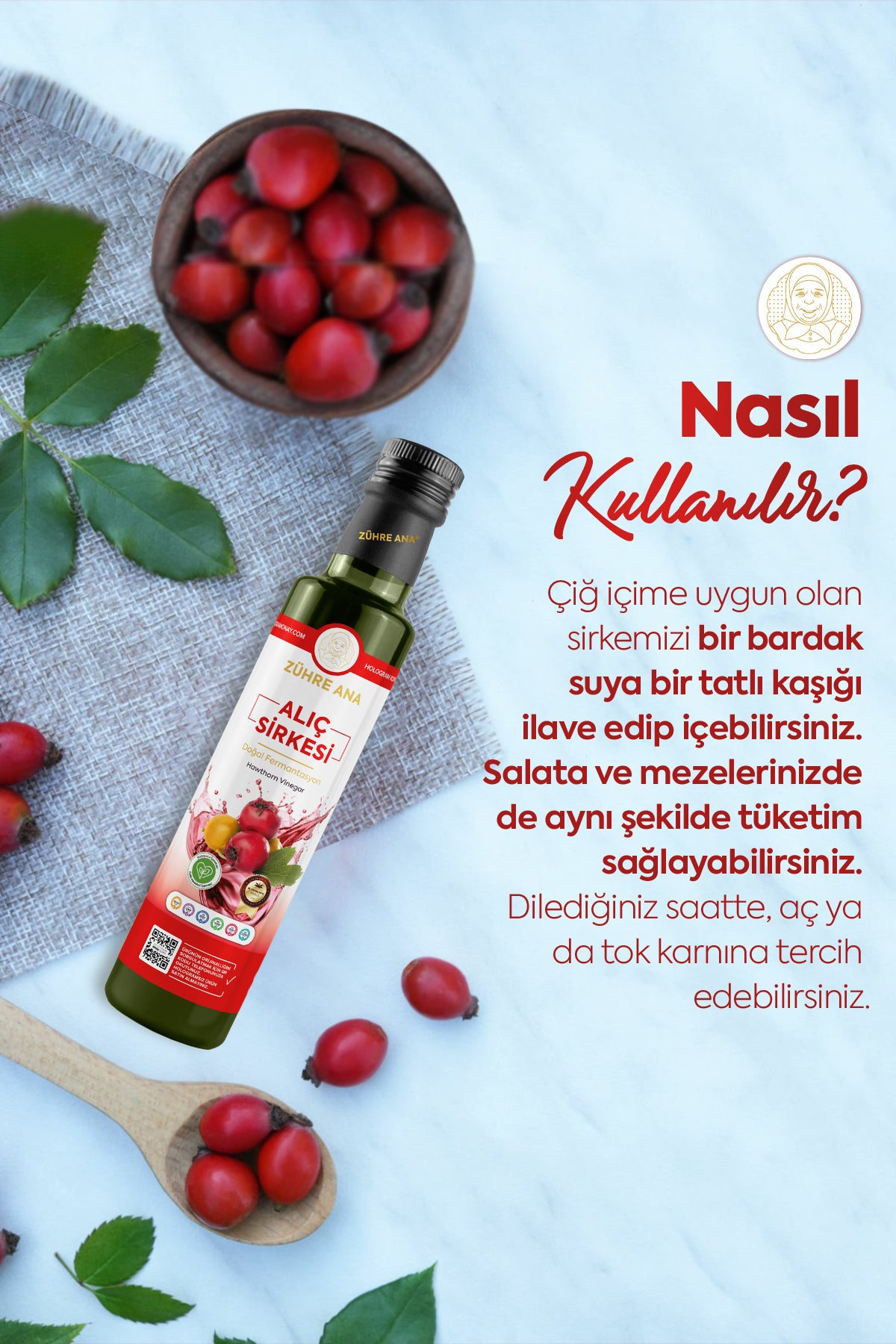 Zuhre Ana Alic Sirkesi Hawthorn Vinegar is traditionally crafted in Türkiye using natural fermentation methods.