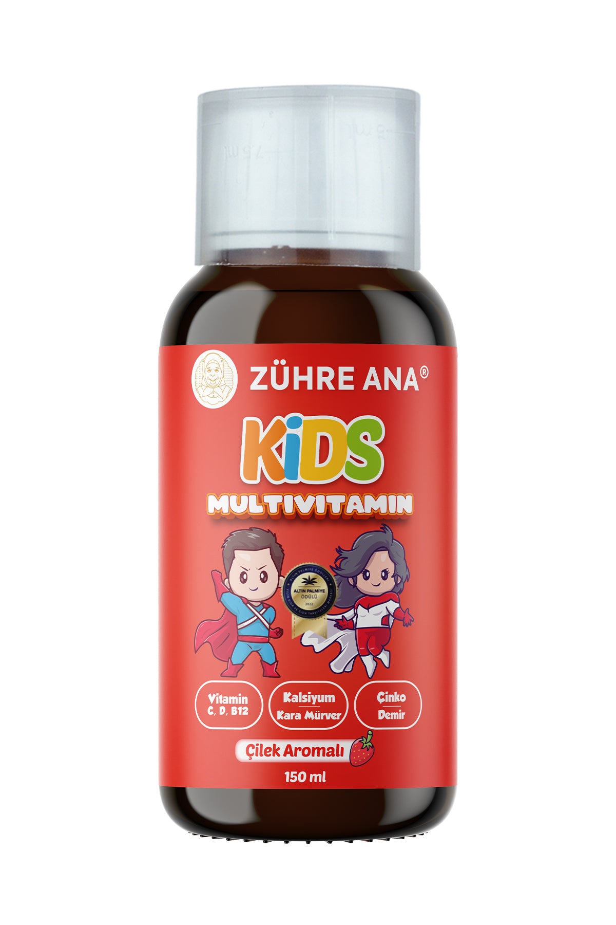 Zuhre Ana Kids Multivitamin Syrup Strawberry 150 ml is a liquid multivitamin formula designed to help support children's daily nutritional needs.