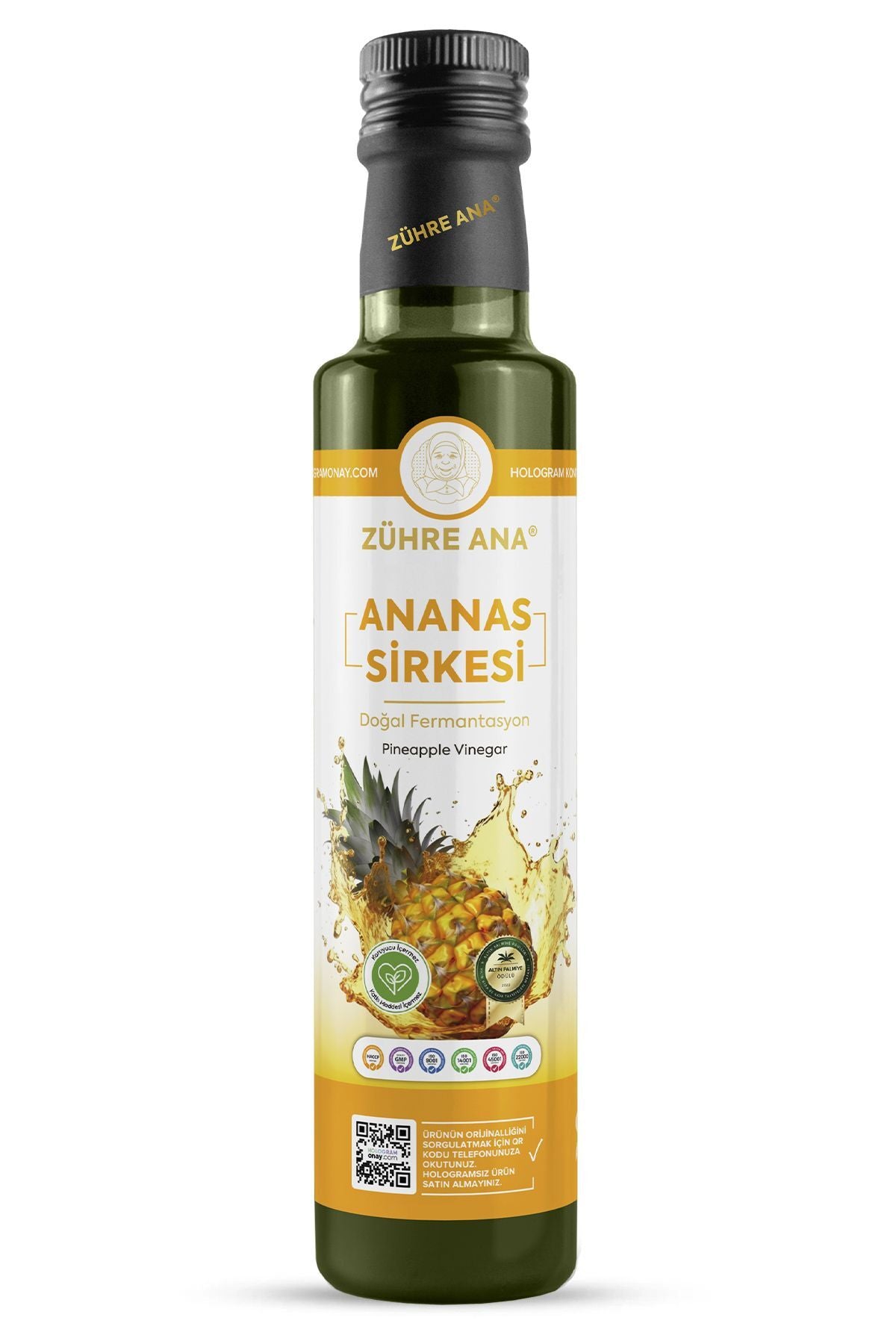 Zühre Ana Natural Fermented Pineapple Vinegar is crafted in Türkiye using traditional natural fermentation methods.