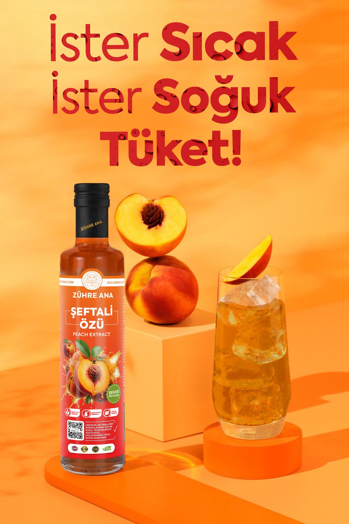 Zühre Ana Peach Concentrate is made from 100% pure peach extract, offering the rich aroma and naturally sweet taste of sun-ripened peaches from Türkiye.