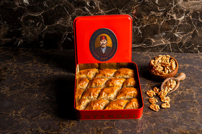 Homemade Baklava with Walnut Small Metal Box