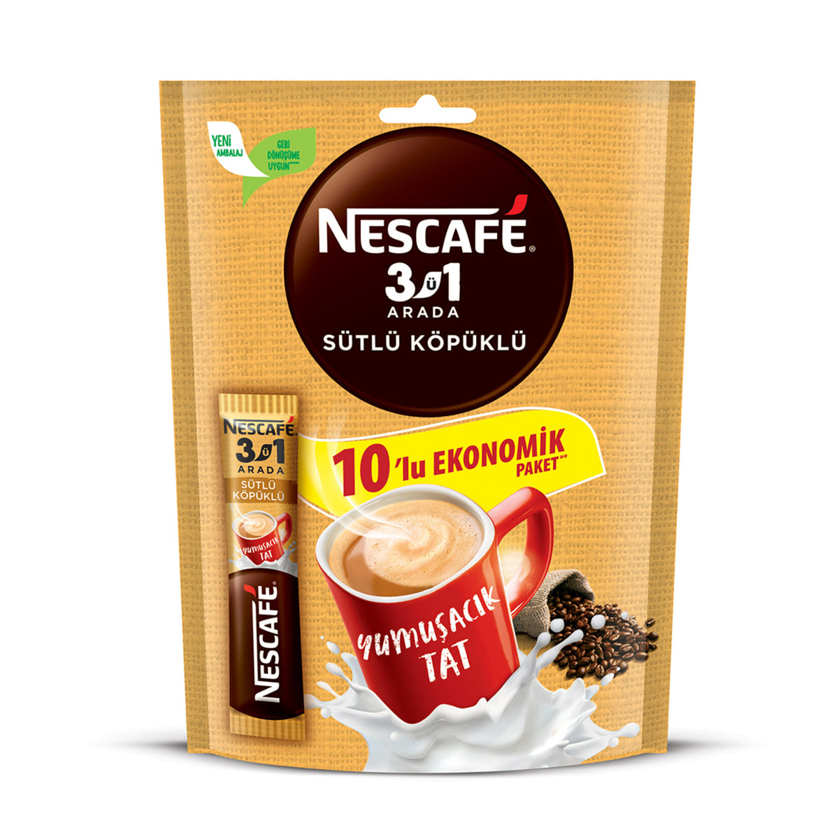 Nescafé 3 in 1 Milk Foam Coffee Pack of 10 (3'ü 1 Arada Sütlü Köpüklü