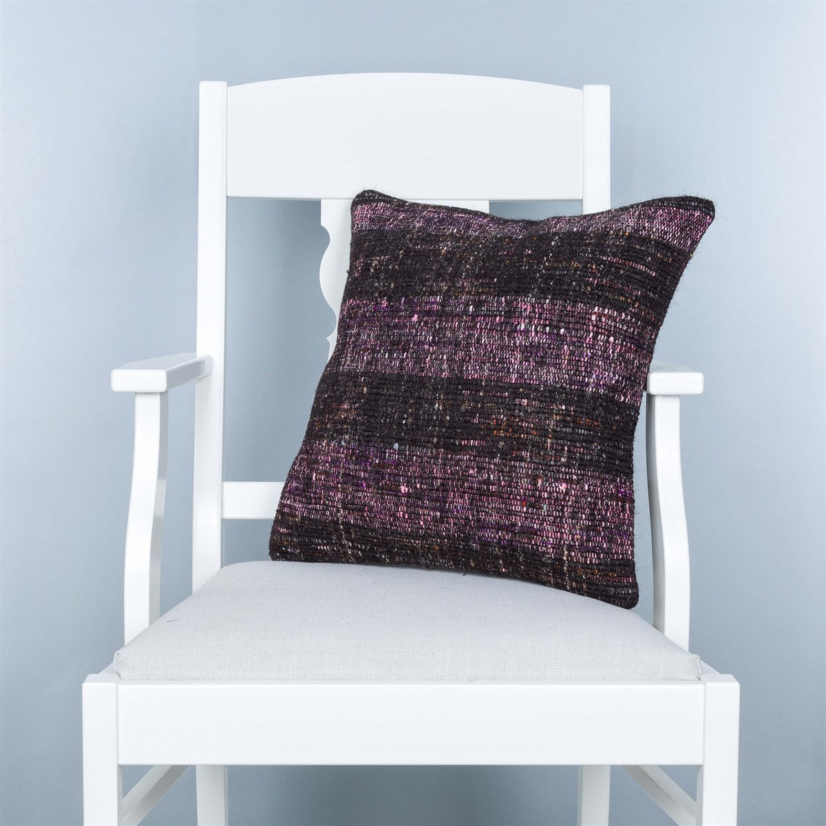 Authentic Turkish Black Purple Mix Hand Woven Vintage Pillow Cover